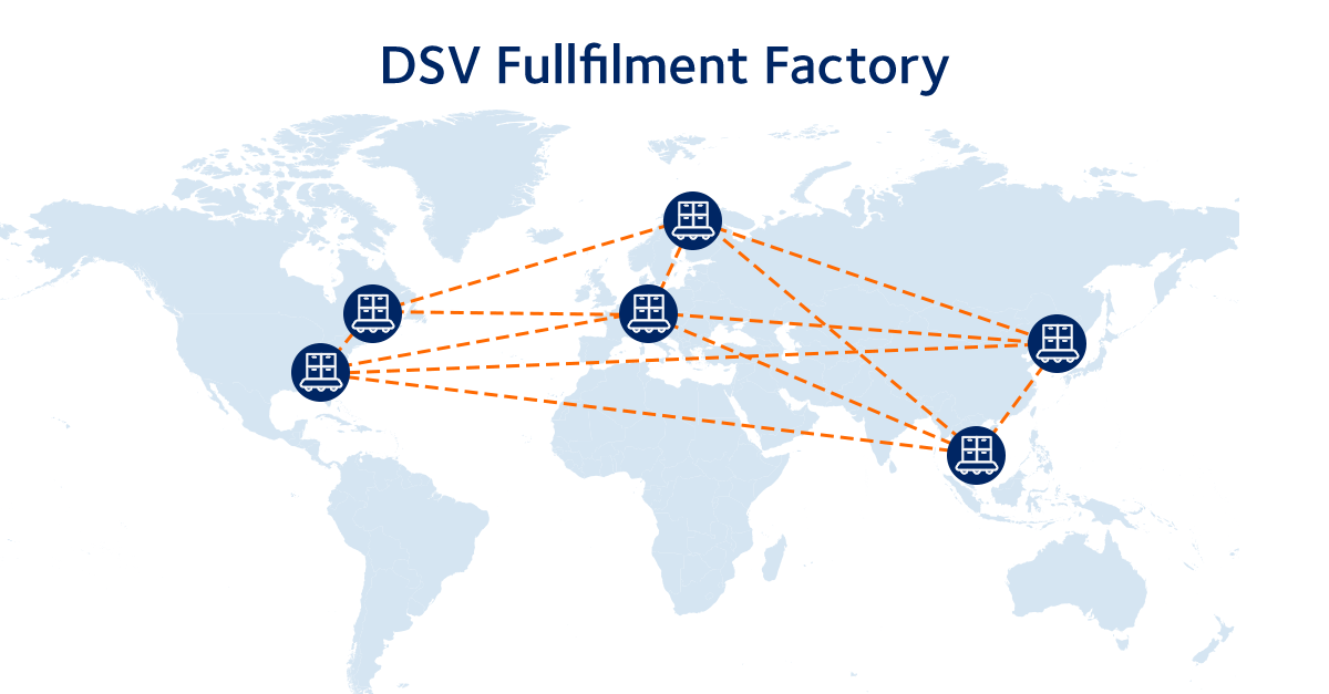 mappa di centri per evasione ordini di DSV